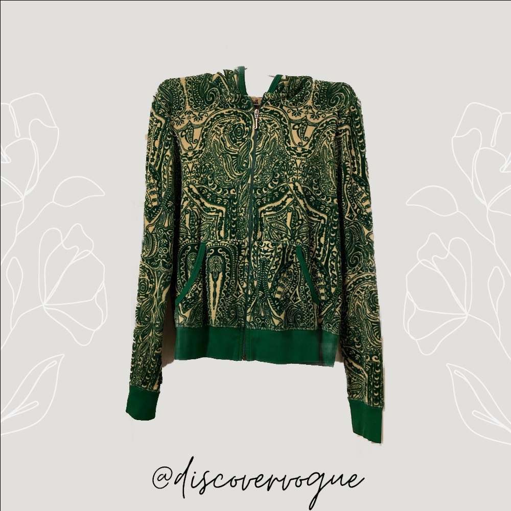 Green Pattern Juicy Couture Zip-up Jacket